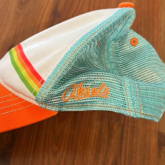 Aksels orange white rainbow mesh snap back cap baseball cap - Picture 2 of 4